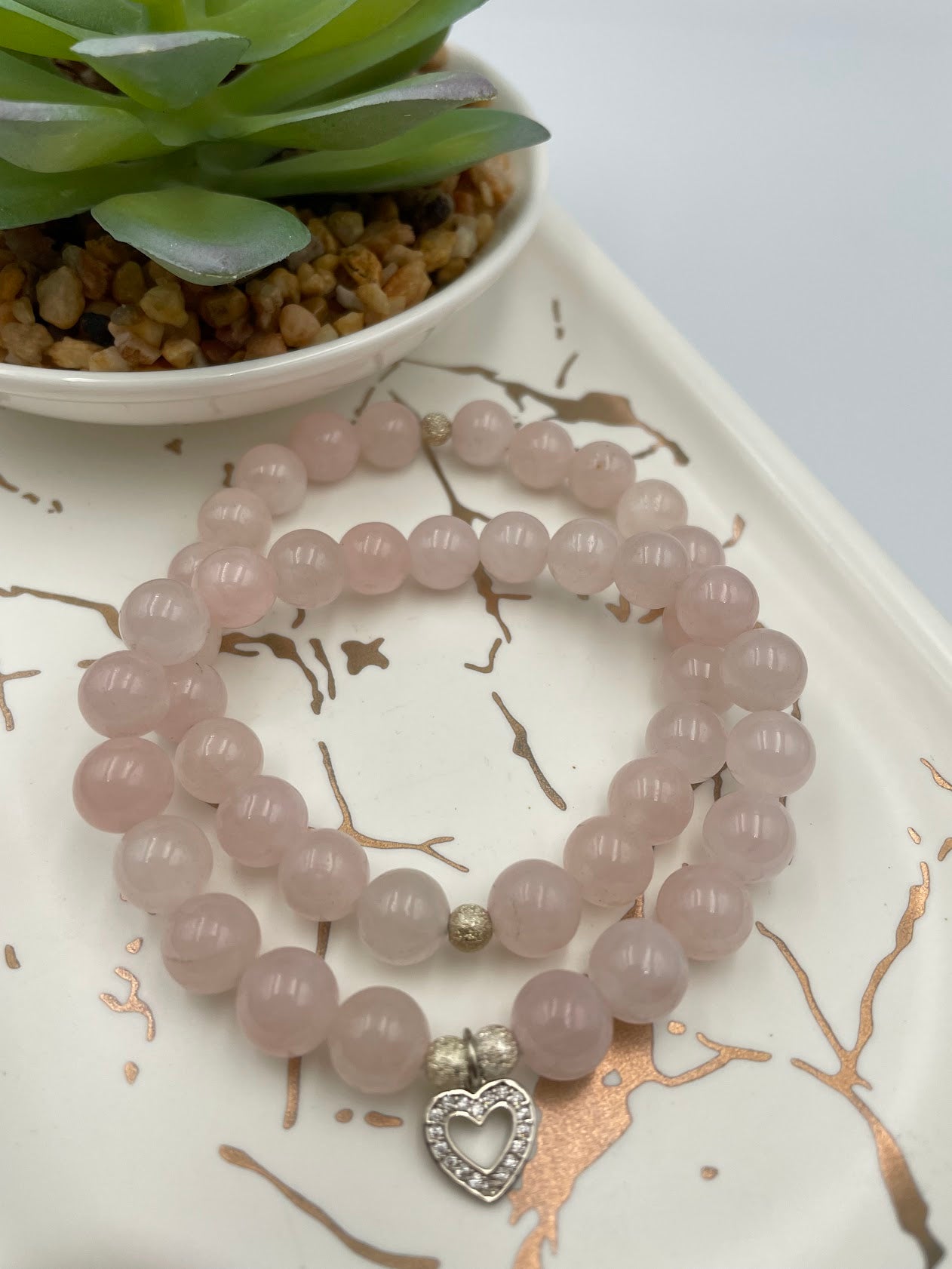 Rose Quartz Bracelet & Crystal Set