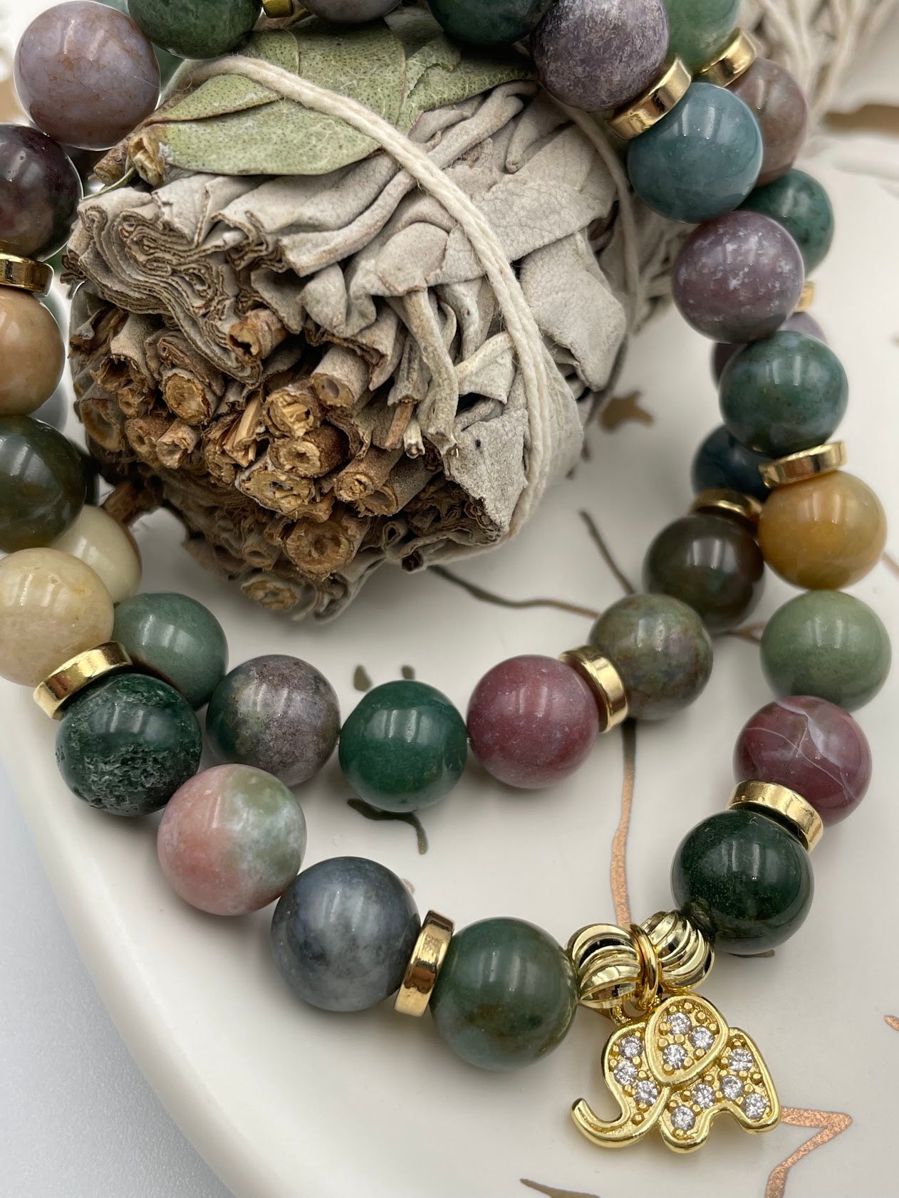 Indian Agate & Sage Set