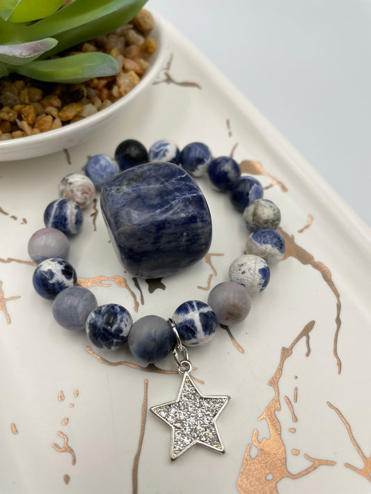Sodalite Bracelet & Crystal Set